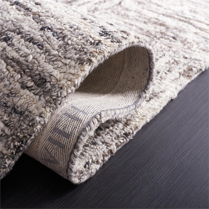 Safavieh Abstract 5' x 8' Hand Tufted Wool Rug in Ivory and Charcoal