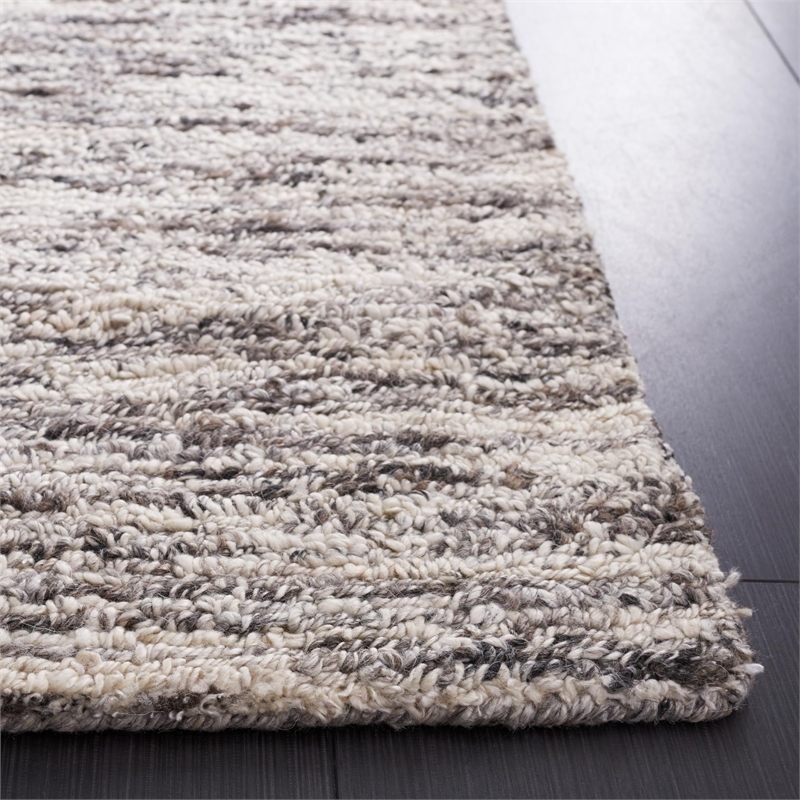 Safavieh Abstract 6' x 9' Hand Tufted Wool Rug in Ivory and Charcoal