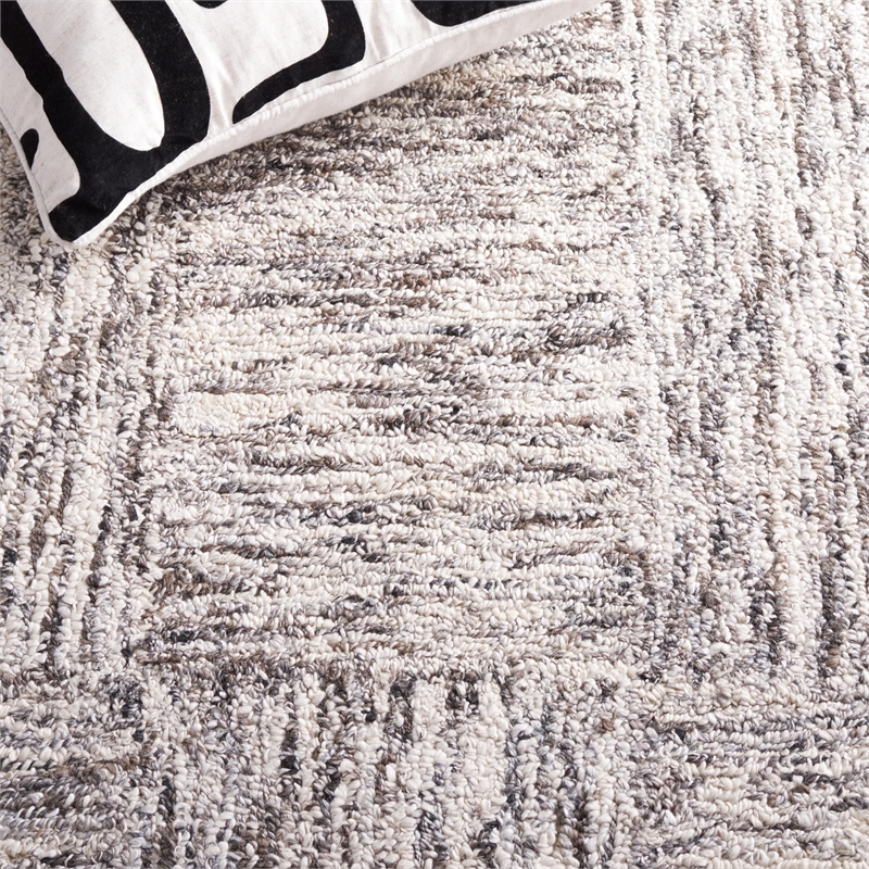Safavieh Abstract 6' x 9' Hand Tufted Wool Rug in Ivory and Charcoal