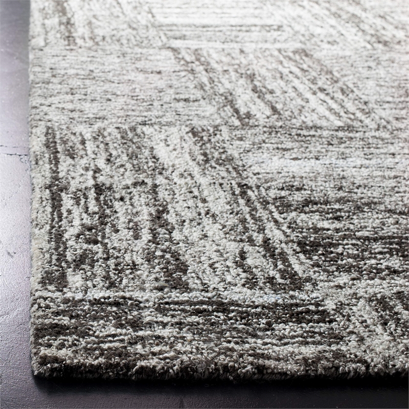 Safavieh Abstract 6' x 9' Hand Tufted Wool Rug in Ivory and Charcoal