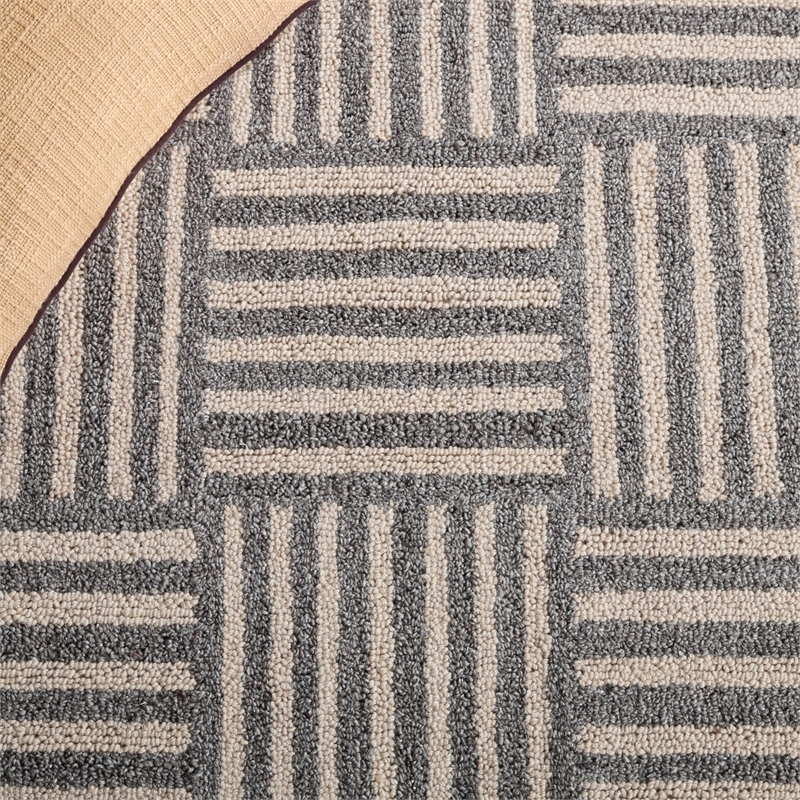 Safavieh Abstract 6' x 9' Hand Tufted Wool Rug in Ivory and Dark Gray
