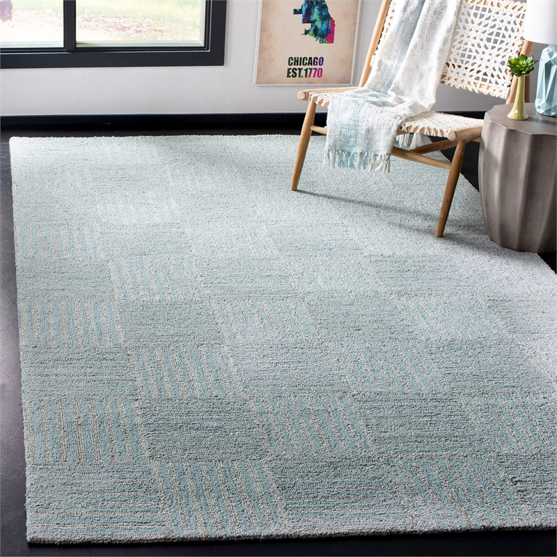 Safavieh Abstract 8' x 10' Hand Tufted Wool Rug in Ivory and Dark Gray