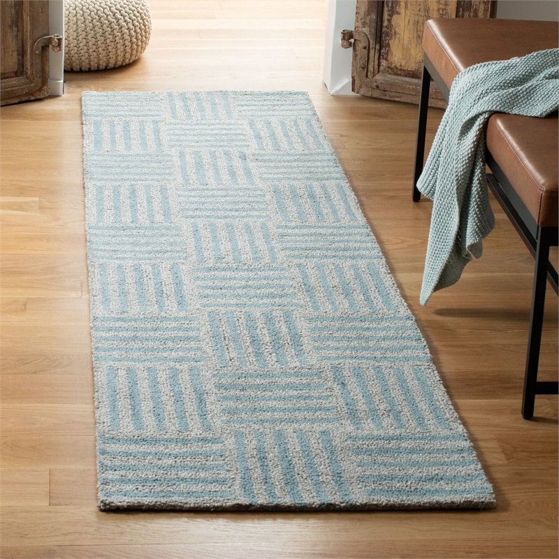 Safavieh Abstract 8' x 10' Hand Tufted Wool Rug in Ivory and Dark Gray