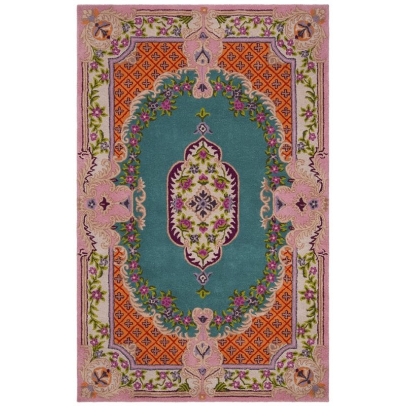 Safavieh Bellagio 4' x 6' Hand Tufted Wool Rug in Blue and Pink