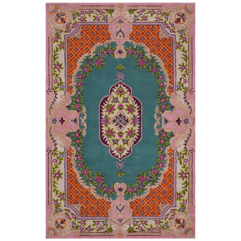 Safavieh Bellagio 5' x 8' Hand Tufted Wool Rug in Blue and Pink