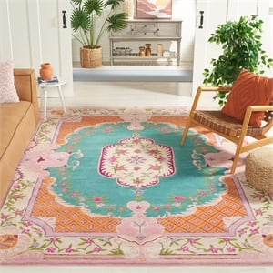 Safavieh Bellagio 8' x 10' Hand Tufted Wool Rug in Blue and Pink