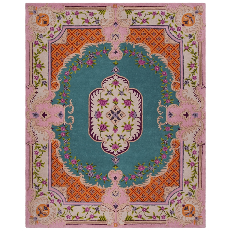 Safavieh Bellagio 8' x 10' Hand Tufted Wool Rug in Blue and Pink