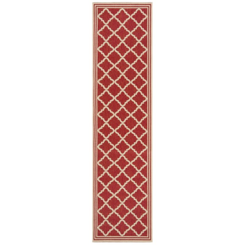 Safavieh Linden 100 2' x 8' Runner Rug in Red and Creme