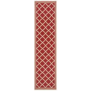 Safavieh Linden 100 2' x 8' Runner Rug in Red and Creme