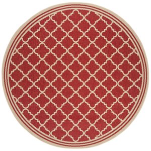 Safavieh Linden 100 6'7&quot Round Rug in Red and Creme
