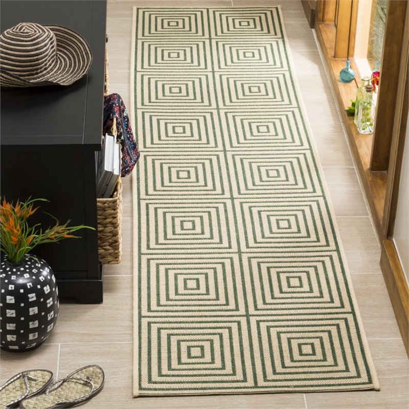 Safavieh Linden 100 2' x 8' Runner Rug in Cream and Green
