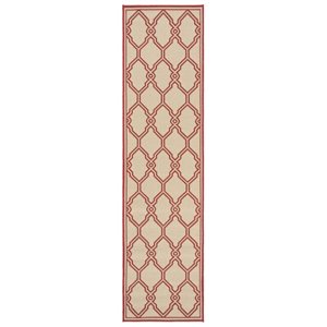 Safavieh Linden 100 2' x 8' Runner Rug in Red and Creme