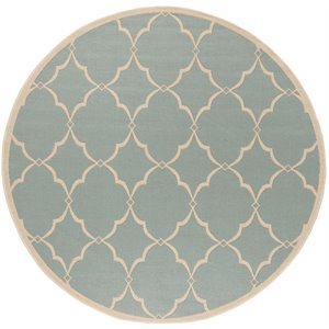 Safavieh Linden 100 6'7&quot Round Rug in Aqua and Cream