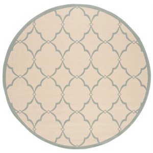 Safavieh Linden 100 6'7&quot Round Rug in Cream and Aqua