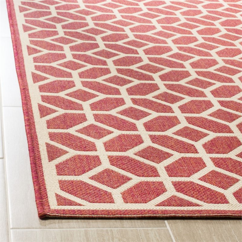 Safavieh Linden 100 2' x 8' Runner Rug in Red and Creme