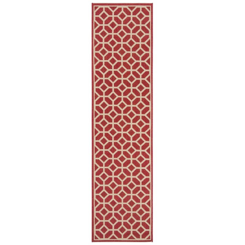 Safavieh Linden 100 2' x 8' Runner Rug in Red and Creme