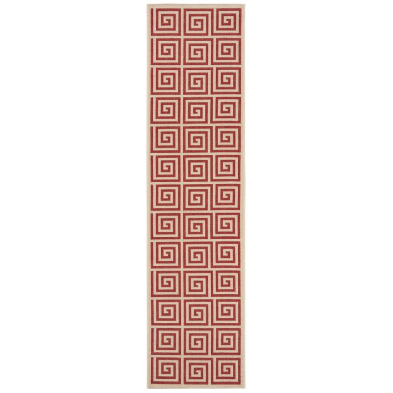 Safavieh Linden 100 2' x 8' Runner Rug in Red and Creme