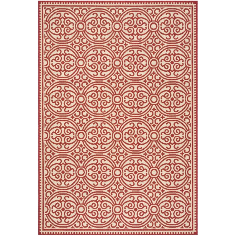 Safavieh Linden 100 4' x 6' Rug in Red and Creme