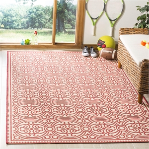Safavieh Linden 100 6'7&quot Square Rug in Red and Creme