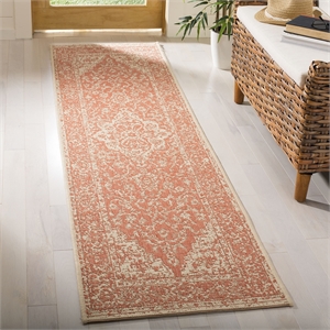 Safavieh Linden 100 2' x 8' Runner Rug in Rust and Creme