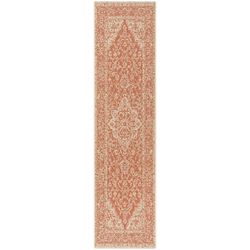 Safavieh Linden 100 2' x 8' Runner Rug in Rust and Creme