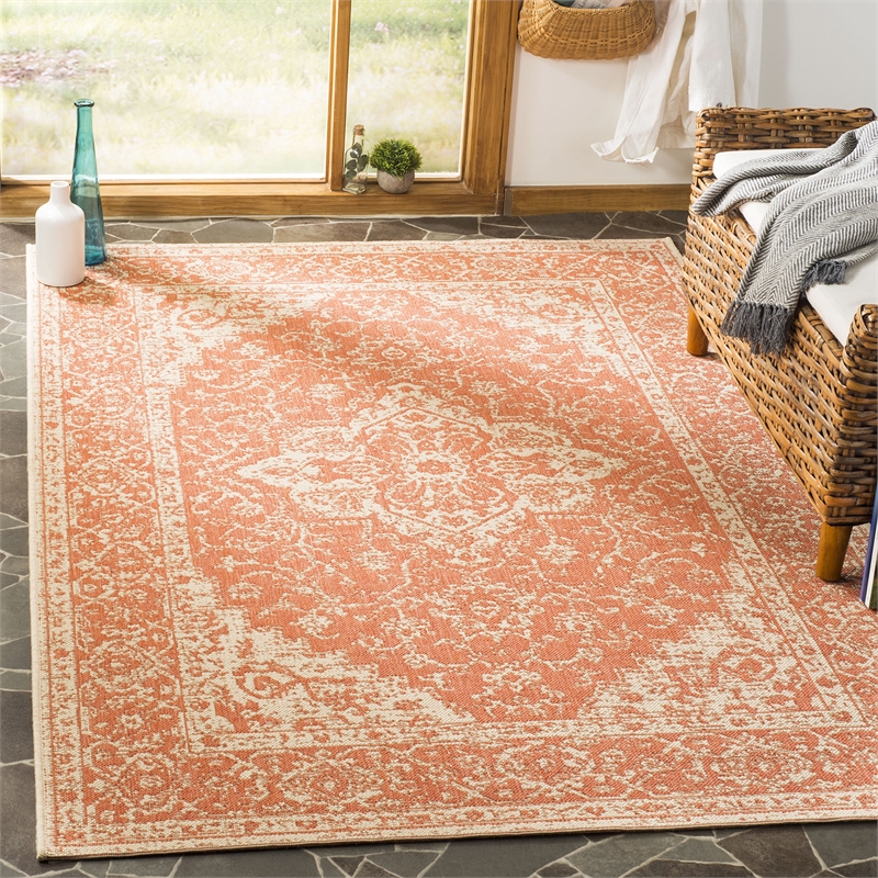 Safavieh Linden 100 4' x 6' Rug in Rust and Creme