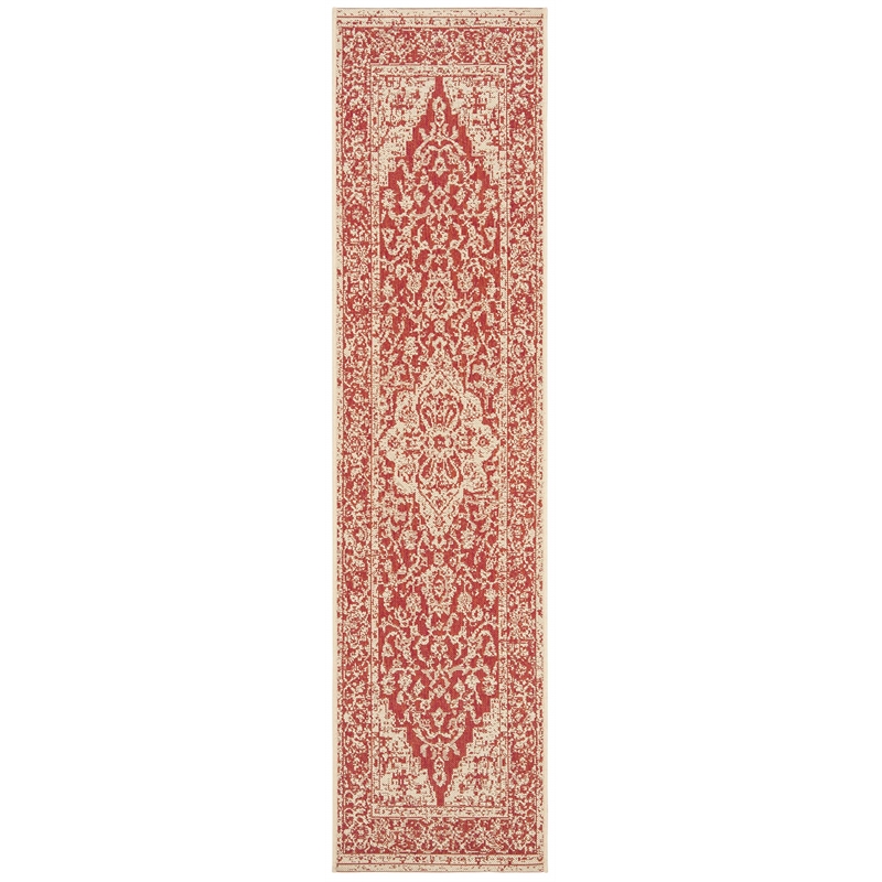 Safavieh Linden 100 2' x 8' Runner Rug in Red and Creme