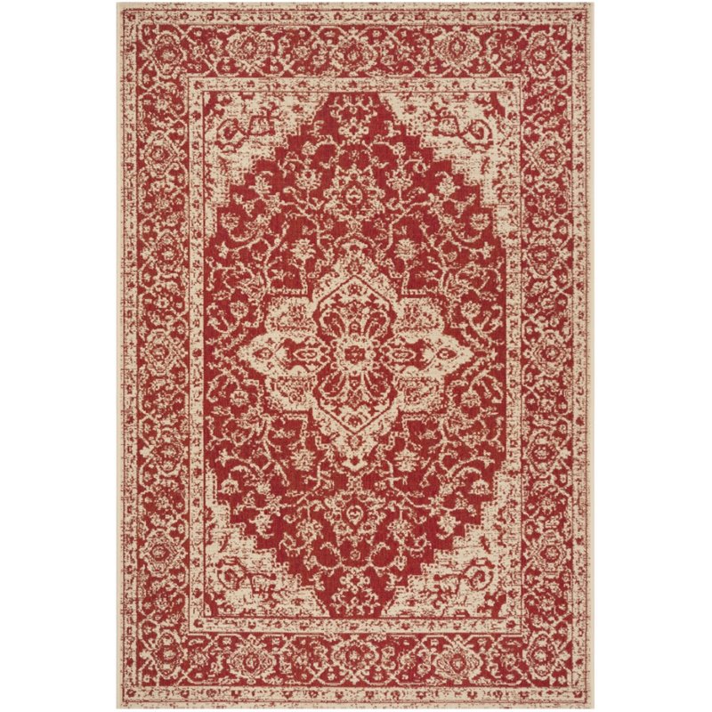 Safavieh Linden 100 4' x 6' Rug in Red and Creme
