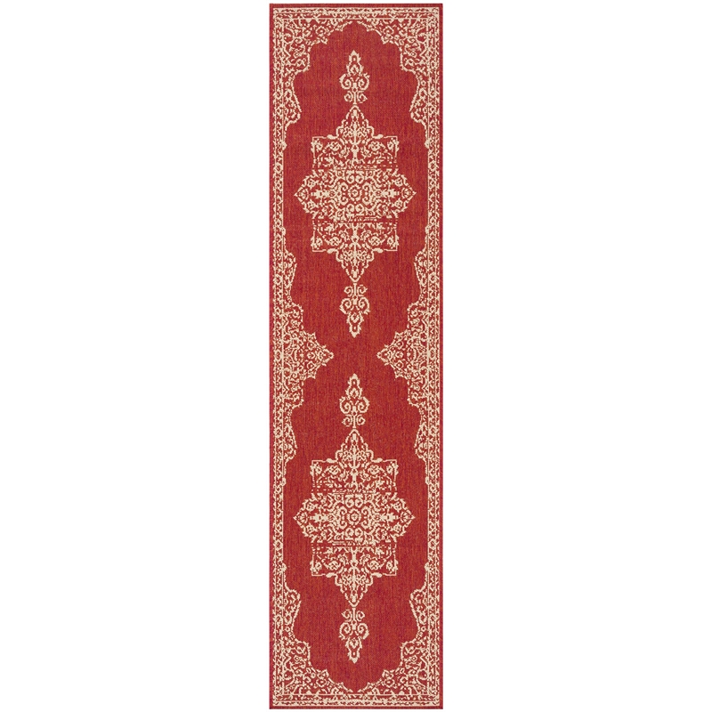 Safavieh Linden 100 2' x 8' Runner Rug in Red and Creme