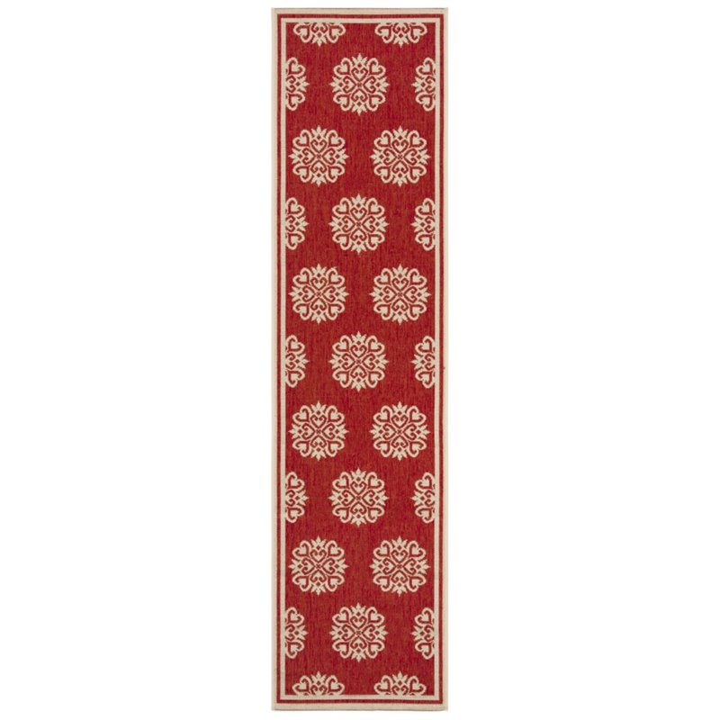 Safavieh Linden 100 2' x 8' Runner Rug in Red and Creme