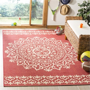 Safavieh Linden 100 6'7&quot Square Rug in Red and Creme