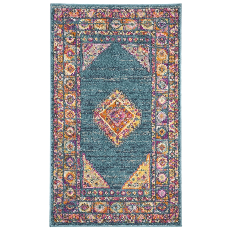 Safavieh Madison 3' x 5' Rug in Light Blue and Orange