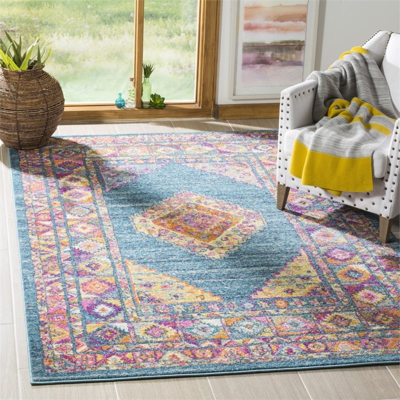 Safavieh Madison 4' x 6' Rug in Light Blue and Orange