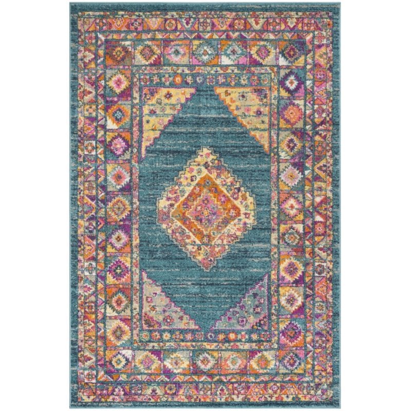 Safavieh Madison 4' x 6' Rug in Light Blue and Orange