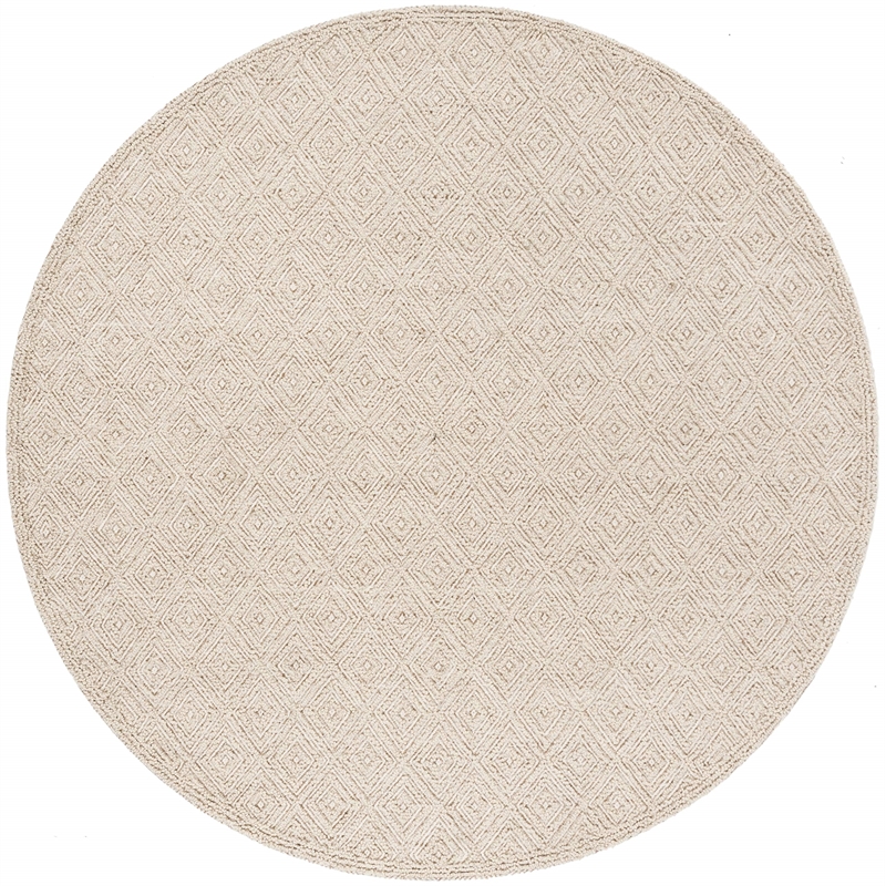 Safavieh Trace 200 6' Round Hand Tufted Wool Rug in Beige and Beige