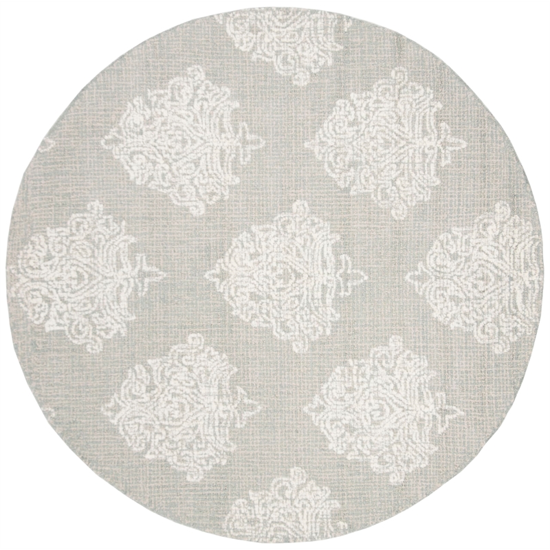 Safavieh Abstract 6' Round Hand Tufted Wool Rug in Aqua and Ivory
