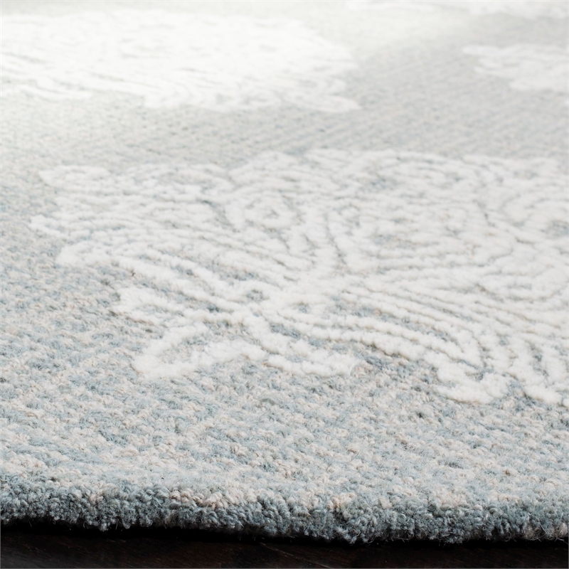 Safavieh Abstract 6' Round Hand Tufted Wool Rug in Aqua and Ivory