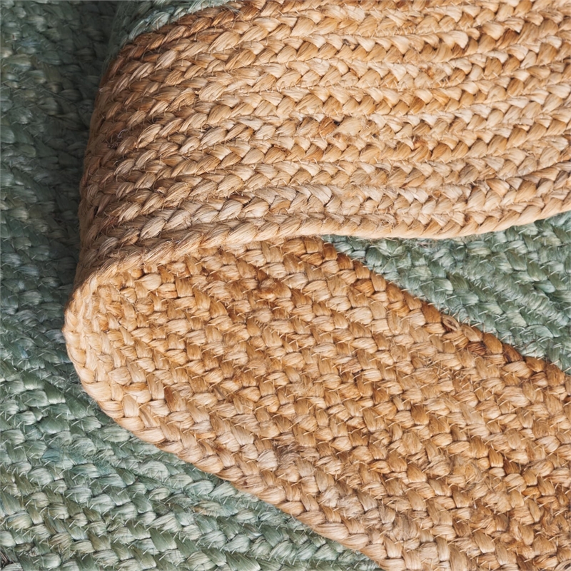 Safavieh Natural Fiber 7' Round Hand Woven Jute Rug in Aqua