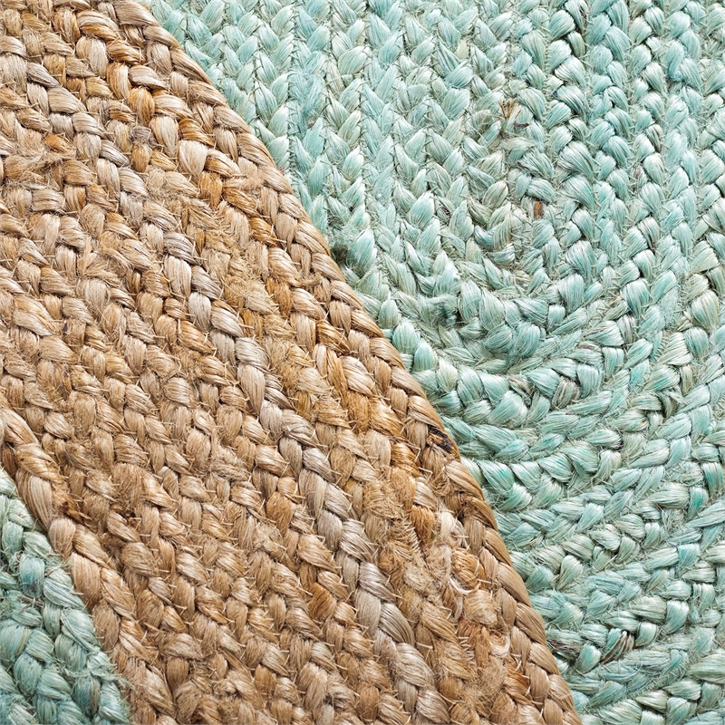 Safavieh Natural Fiber 7' Round Hand Woven Jute Rug in Aqua