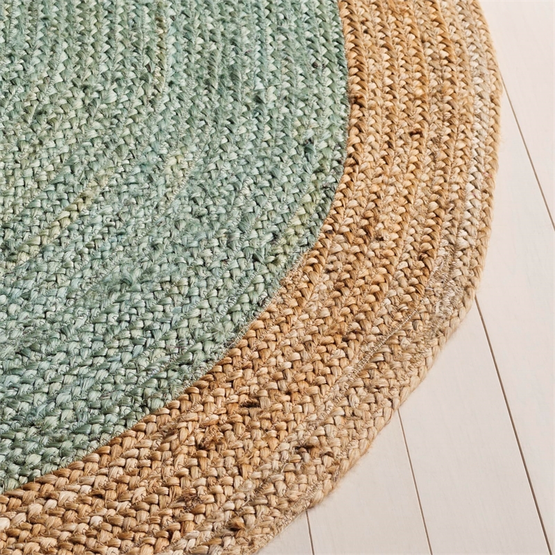 Safavieh Natural Fiber 9' Round Hand Woven Jute Rug in Aqua