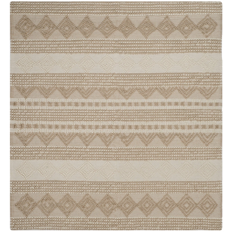 Safavieh Natura 8' Square Hand Woven Wool Rug in Beige and Ivory