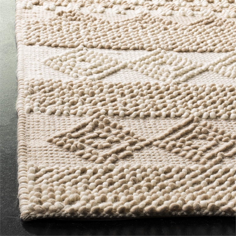 Safavieh Natura 8' Square Hand Woven Wool Rug in Beige and Ivory