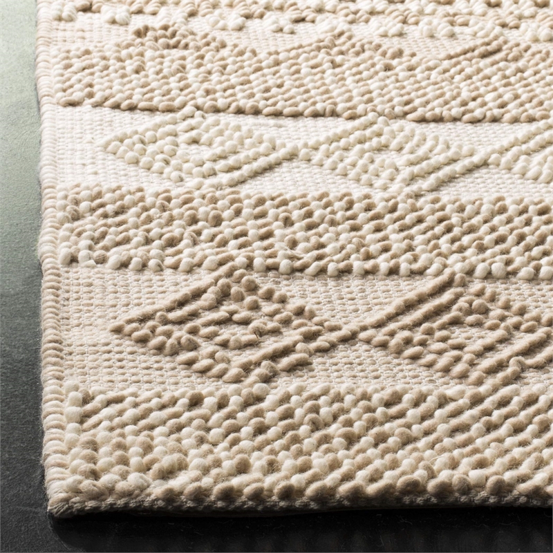 Safavieh Natura 8' Square Hand Woven Wool Rug in Beige and Ivory