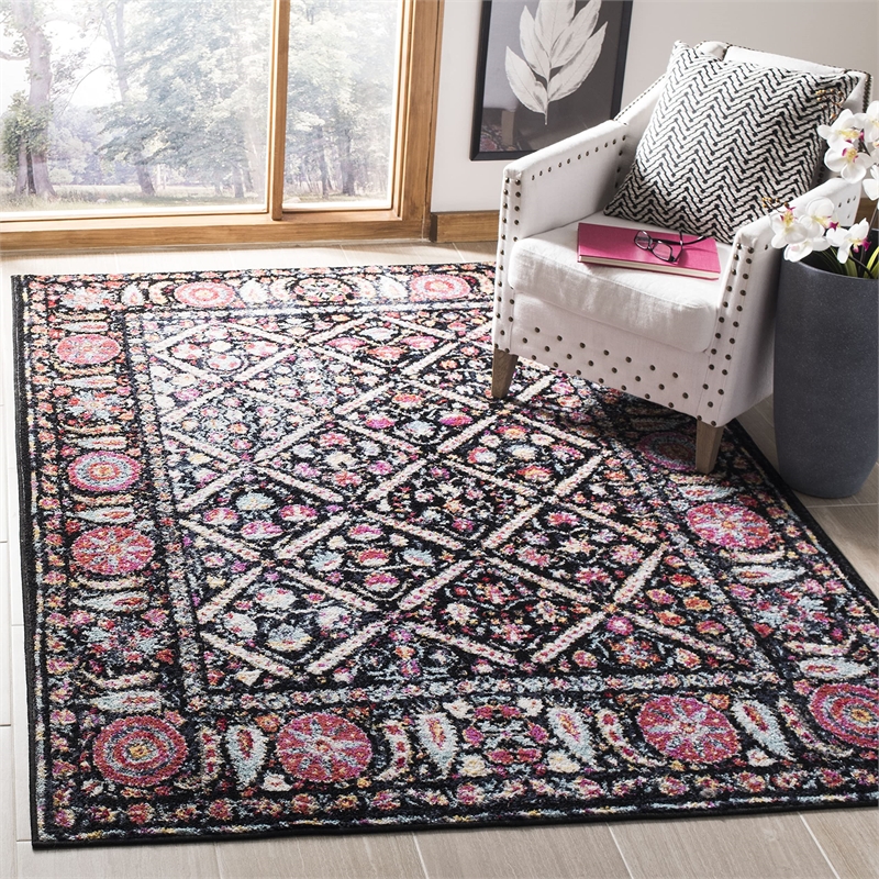 Safavieh Adirondack 3' x 5' Rug in Black and Fuchsia