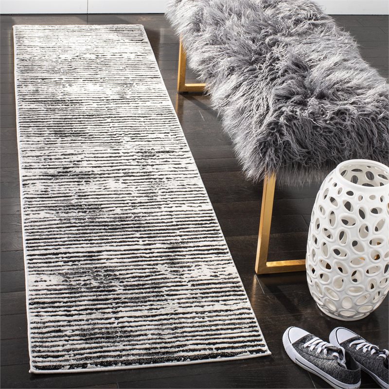 Safavieh Lurex 2' x 8' Runner Rug in Black and Gray