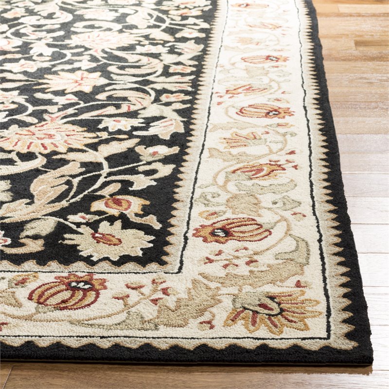 Safavieh Easy Care 3' x 5' Hand Hooked Rug in Black and Ivory