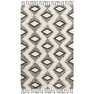 Safavieh Kenya 3' x 5' Hand Knotted Wool Rug in Black and Ivory
