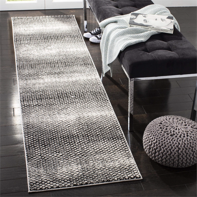 Safavieh Lurex 2' x 8' Runner Rug in Black and Ivory