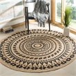 Safavieh Natural Fiber 7' Round Hand Woven Jute Rug in Black