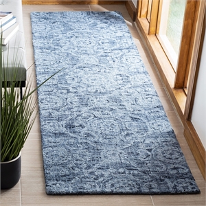 Safavieh Abstract 2'3&quot x 8' Hand Tufted Wool Runner Rug in Blue